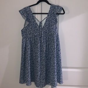 Shein blue flutter sleeve dress